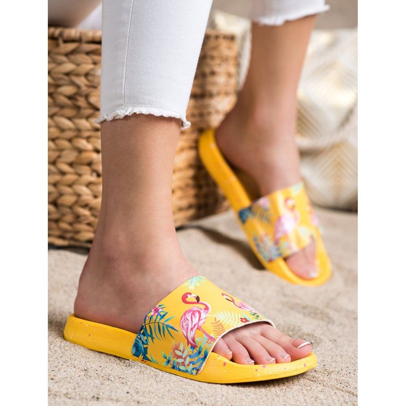 Bona Infradito alla moda con fenicottero giallo 1