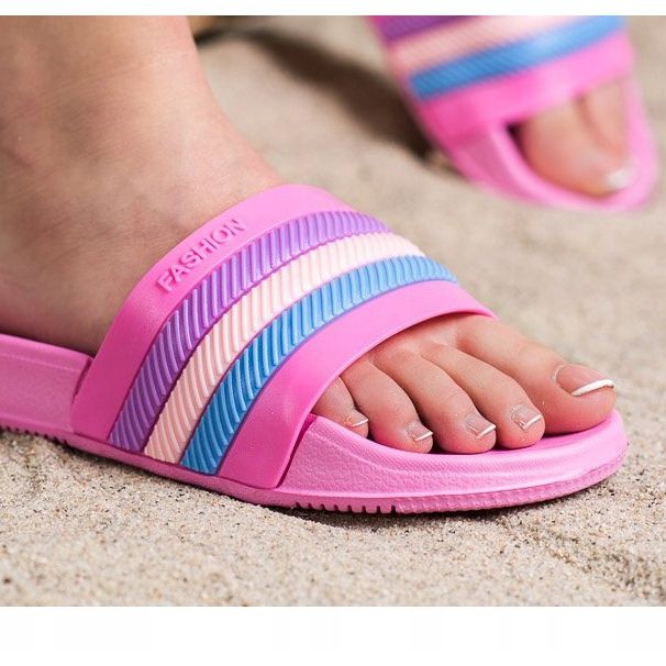 Bona Pantofole Con Righe Colorate rosa 2