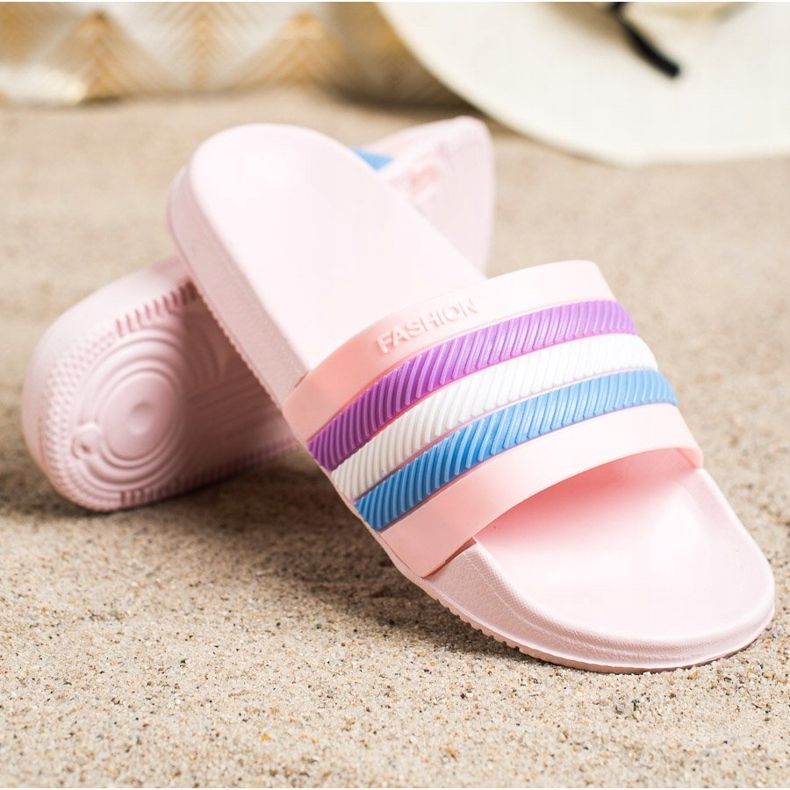 Bona Pantofole Con Righe Colorate rosa 1