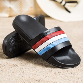 Bona Pantofole Con Righe Colorate nero 1