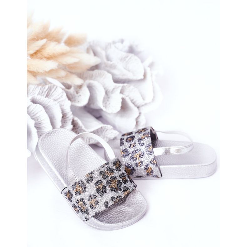 FR1 Pantofole In Gomma Per Bambini Con Broccato Argento Rimia 1