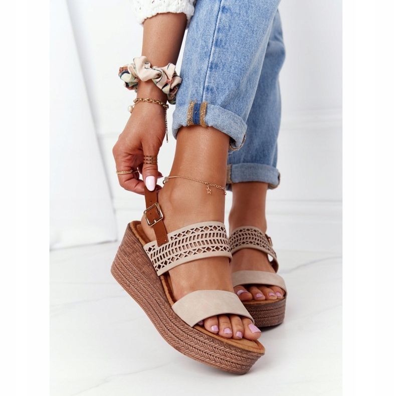 S.Barski Sandali con zeppa traforati S. Barski GD-47 Beige 2