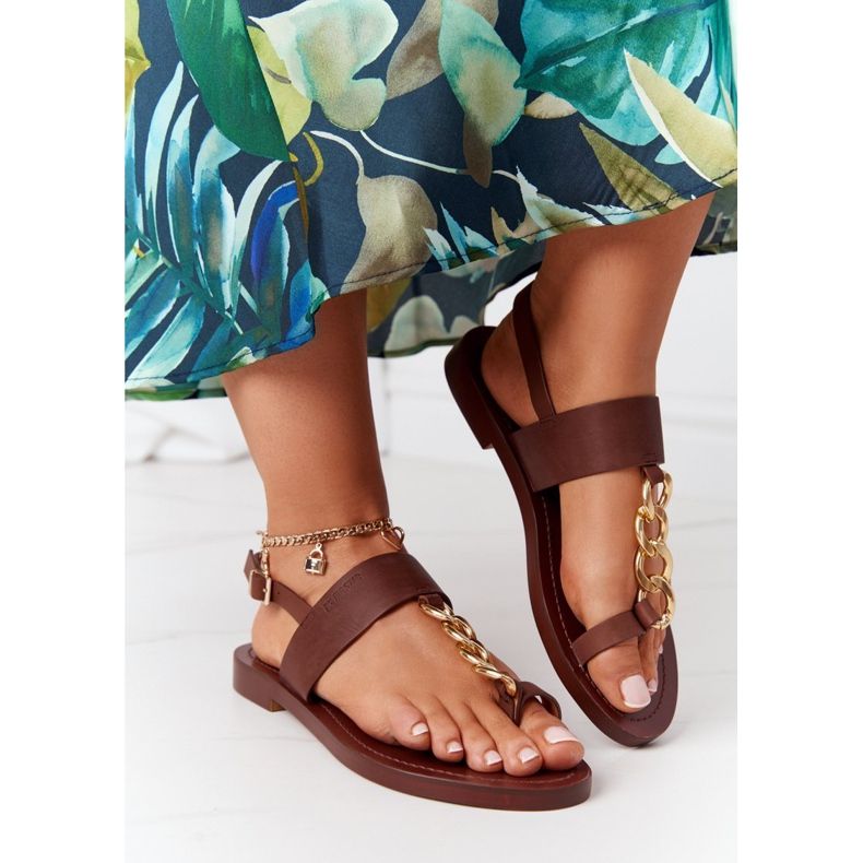 Sandali in pelle Infradito Big Star HH274706 Marrone 1