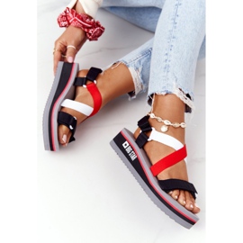 Sandali con zeppa in schiuma Big Star HH274A082 Rosso-Bianco nero 1