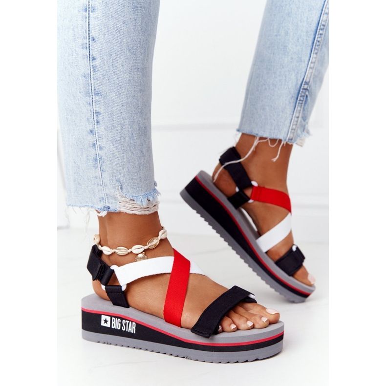 Sandali con zeppa in schiuma Big Star HH274A082 Rosso-Bianco bianca nero 2