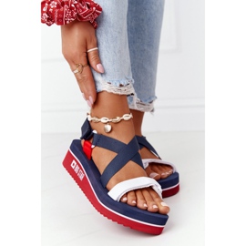 Sandali con zeppa in schiuma Big Star HH274A084 Navy Blue rosso blu navy 2