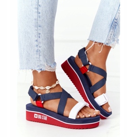 Sandali con zeppa in schiuma Big Star HH274A084 Navy Blue rosso blu navy 1