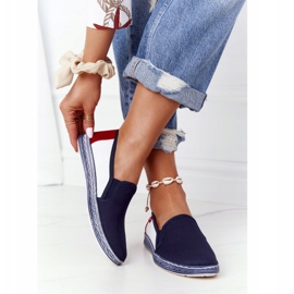 Espadrillas da donna Big Star HH276008 Navy Blue-White bianco rosso blu navy 1