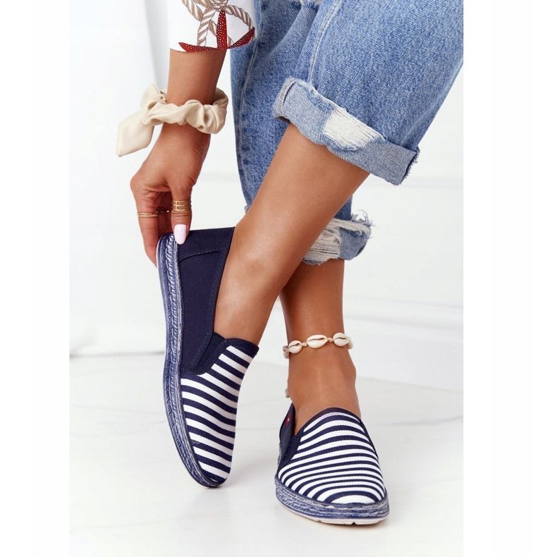Espadrillas da donna Big Star HH276002 Navy Blue-White bianco blu navy 2