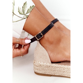 Espadrillas di pizzo su piattaforma Larissa nera intrecciata beige nero 1