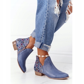Stivali Maciejka In Pelle Blu Navy Con Fiori 04091-64 multicolore 2