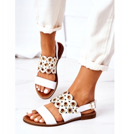 Sandali in pelle traforata Lewski Shoes 3042 Bianco 2