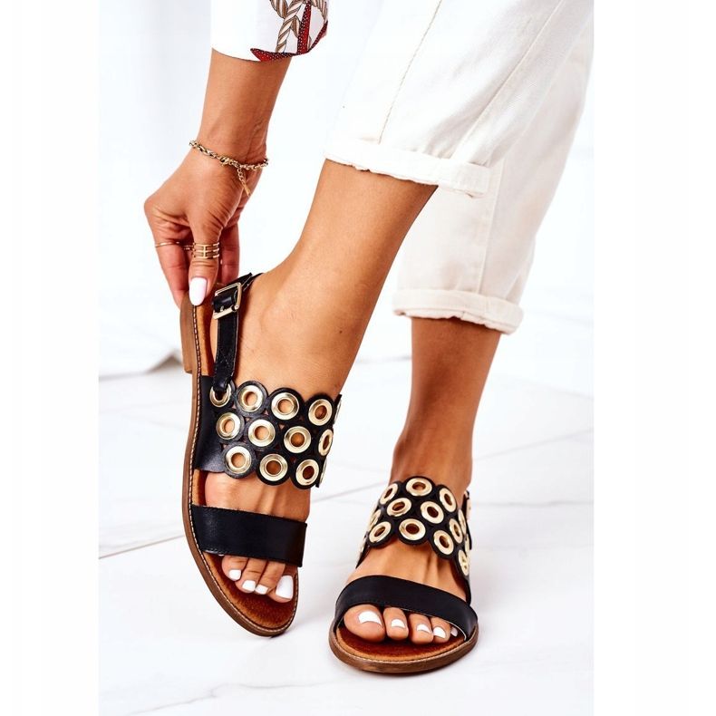 Sandali in pelle traforata Lewski Shoes 3042 Nero 2