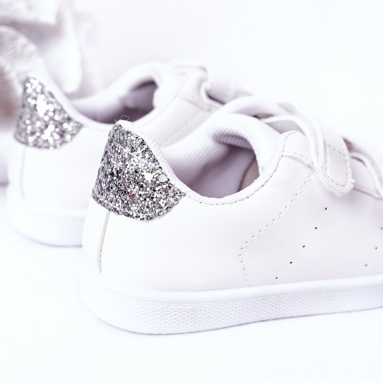 Sneakers Bambini Con Velcro Bianche e Argento Cute Girl bianca 1