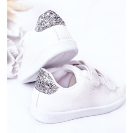 Sneakers Bambini Con Velcro Bianche e Argento Cute Girl bianco 2
