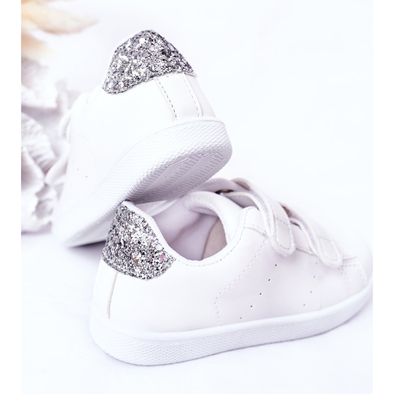 Sneakers Bambini Con Velcro Bianche e Argento Cute Girl bianco 2