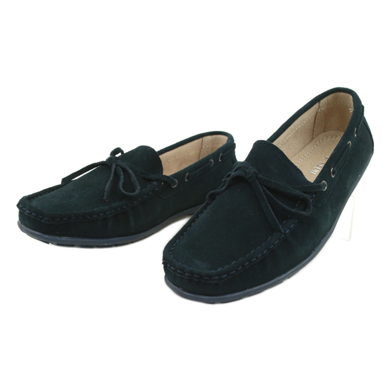Mocassini da donna in pelle American Club JK05 blu 2