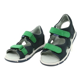 Sandali per ragazzi in pelle per velcro mazurek 314 blu-verde 2