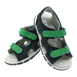 Sandali per ragazzi in pelle per velcro mazurek 314 blu-verde 4