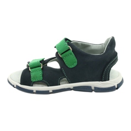 Sandali con velcro in pelle per bambini Mazurek 314, blu navy verde 1