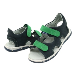 Sandali con velcro in pelle per bambini Mazurek 314, blu navy verde 3