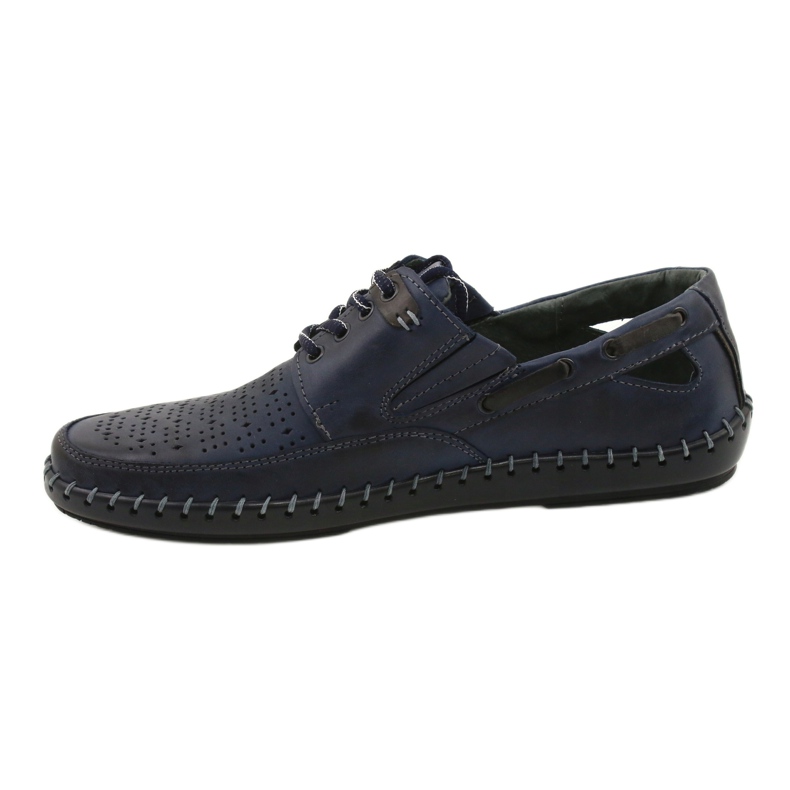 Polbut Scarpe da uomo, mocassini traforati J69L blu navy 1