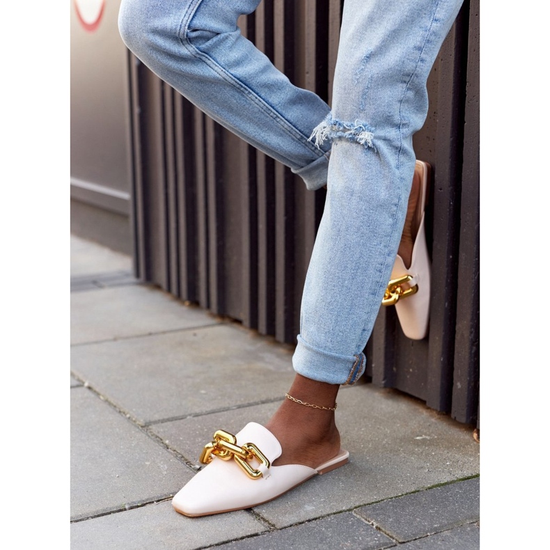 Pantofole Beige Con Tomaia E Catena Beige Call On Me 2