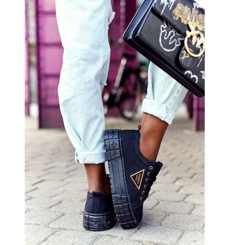 Sneakers da donna sulla piattaforma nera Big City Life nero 1