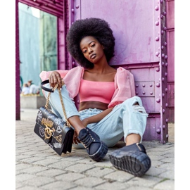 Sneakers da donna sulla piattaforma nera Big City Life nero 2
