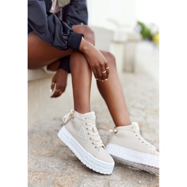 Sneakers alte da donna su piattaforma Manhattan beige 2