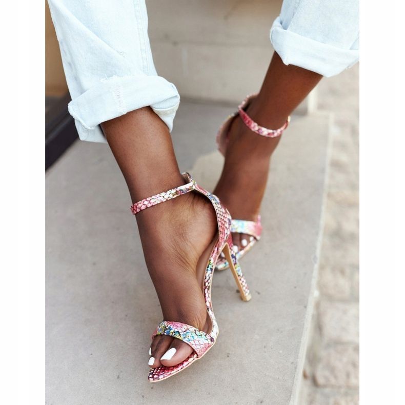 Sandali Con Tacco Alto Con Motivo Serpente Lu Boo Pink rosa multicolore 1