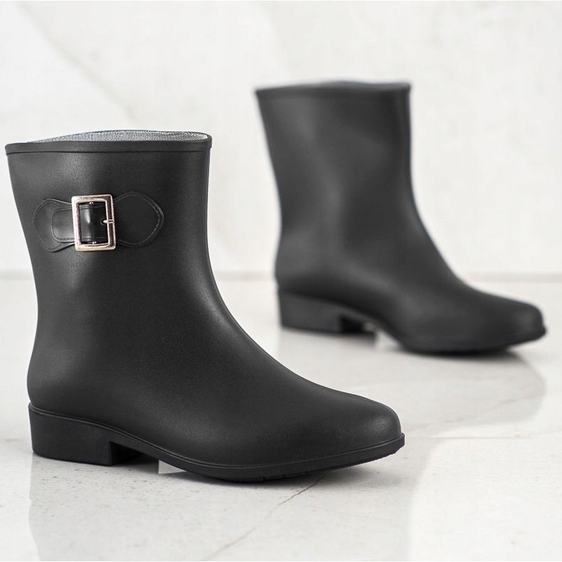 SHELOVET Galosce in gomma con fibbia nero 2