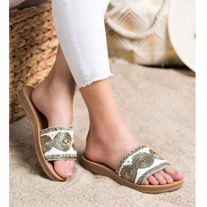 Bona Pantofole alla moda bianca grigio 1