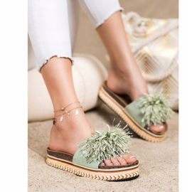 SHELOVET Pantofole Alla Moda Con Frange verde 1