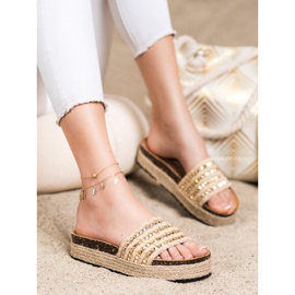 Groto Gogo Pantofole Dorate Con Borchie beige d'oro 1