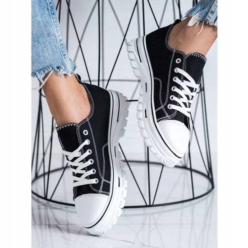 SHELOVET Sneakers Con Ecopelle Sulla Piattaforma nero 2