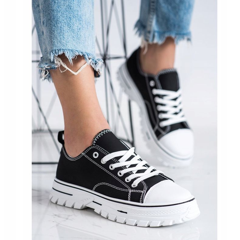 SHELOVET Sneakers Con Ecopelle Sulla Piattaforma nero 1