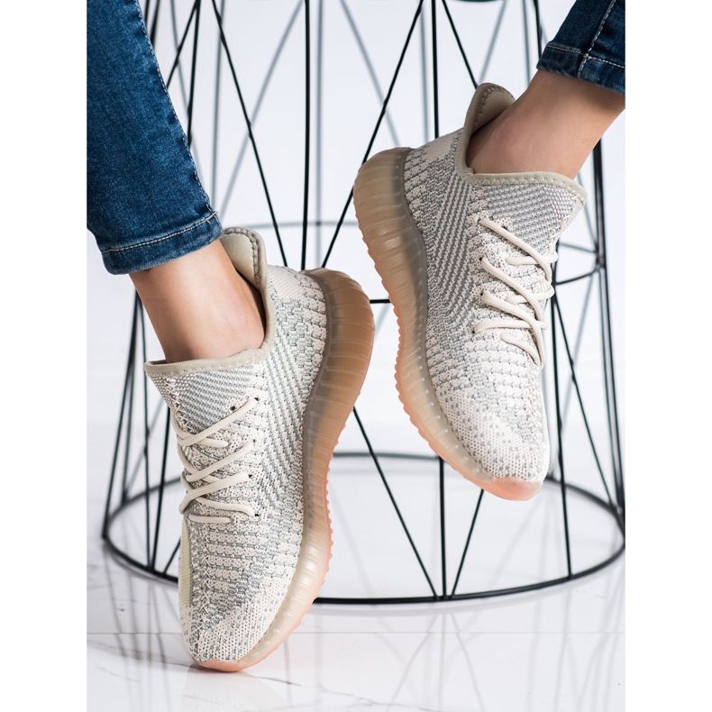 SHELOVET Sneakers in tessuto sulla piattaforma beige 2
