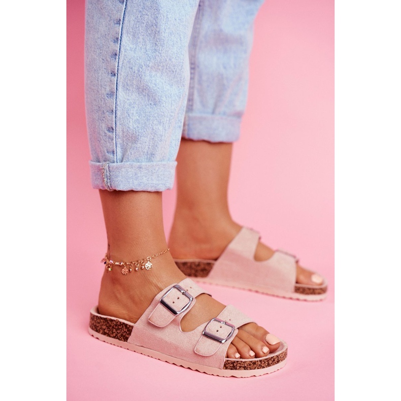EVE Pantofole Da Donna In Sughero Con Fermagli Rosa Si Senor 3