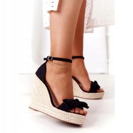 Sandali con zeppa neri con nero intrecciato Go For It 3