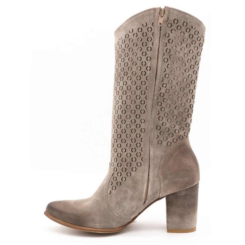 Exousite Stivali donna in pelle traforata tacchi alti 1224 grigio 1