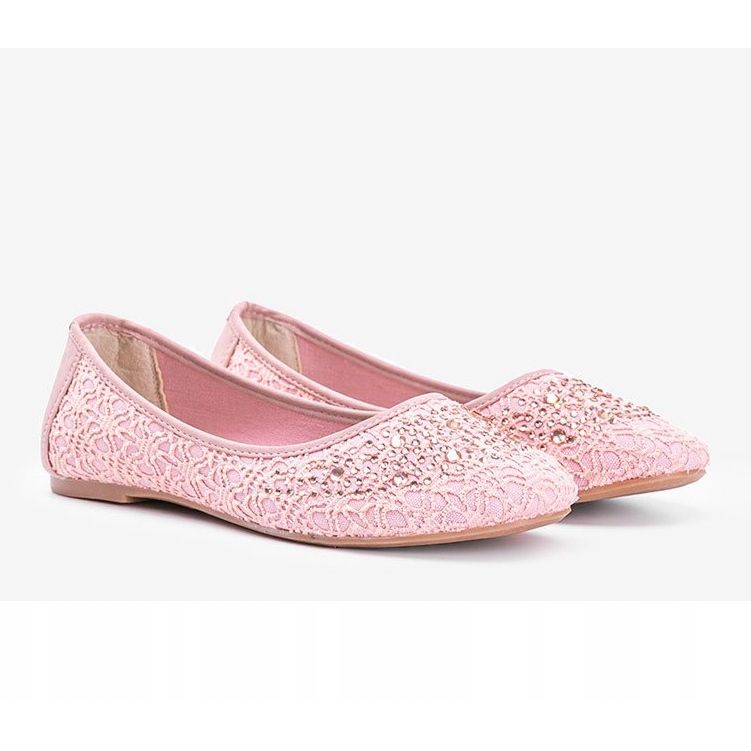 Ballerine in pizzo rosa con zirconi East Side 1