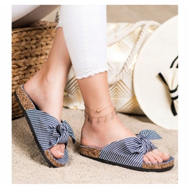 Bona Pantofole Con Fiocco A Righe bianco blu 2