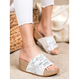 Bona Pantofole con zeppa bianche bianca 1