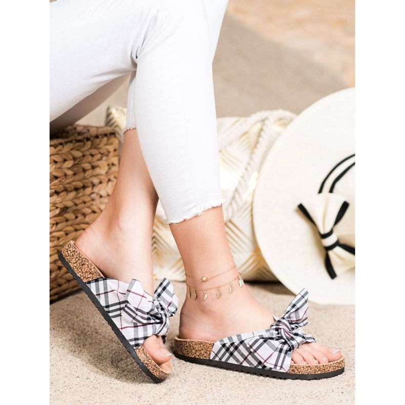 Bona Ciabatte con fiocco a scacchi multicolore 2