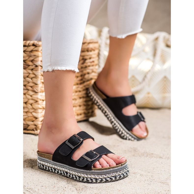 SHELOVET Pantofole Con Plateau Decorativo nero 1