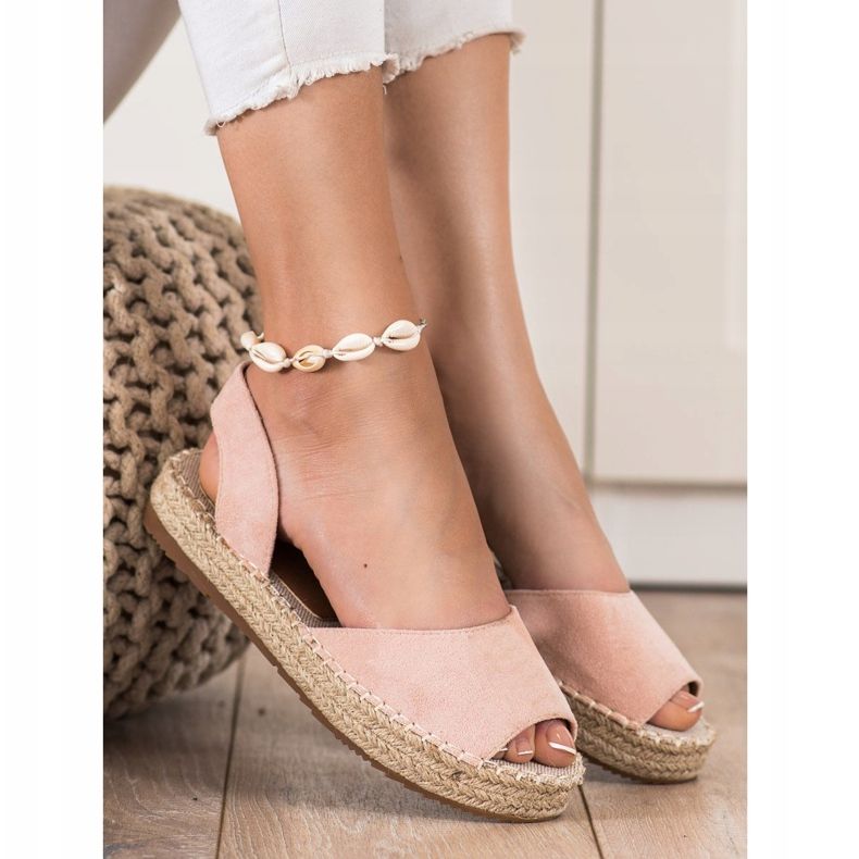 Ideal Shoes Espadrillas senza lacci rosa 1
