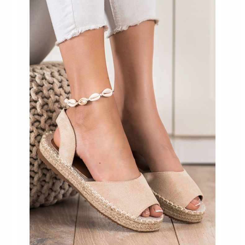 Ideal Shoes Espadrillas senza lacci beige 2