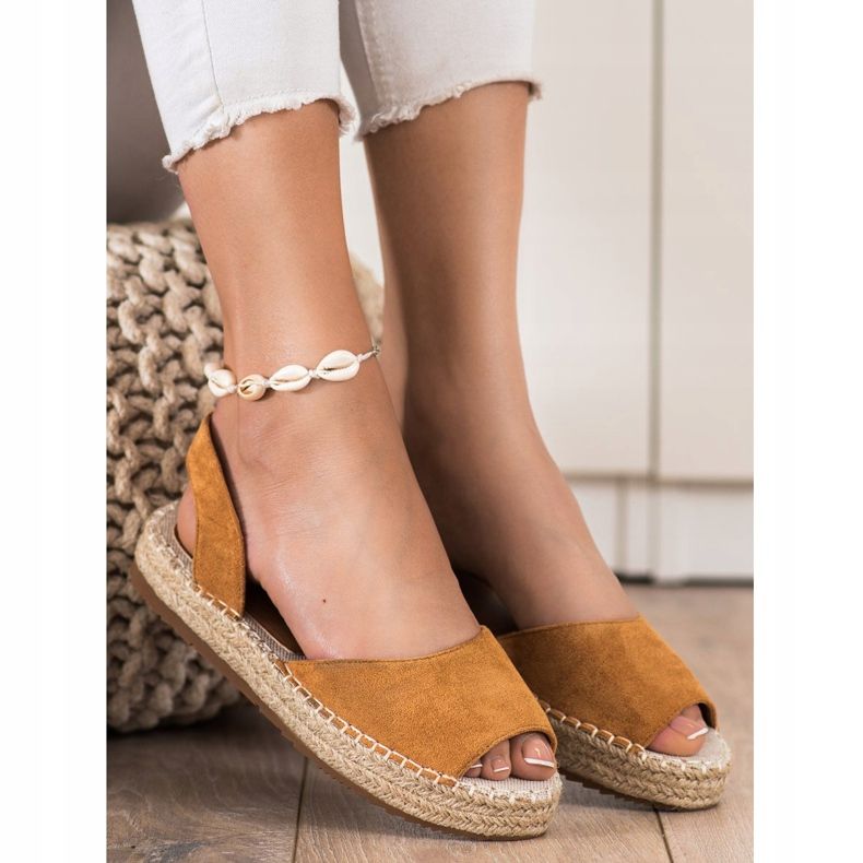 Ideal Shoes Espadrillas senza lacci marrone 2