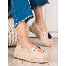 Coura Espadrillas In Camoscio Con Frange beige 1